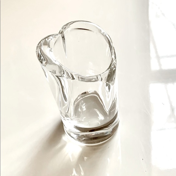 ❤️ Small Vintage Hand-Blown Heart Shaped Clear Heavy Glass Bud Vase